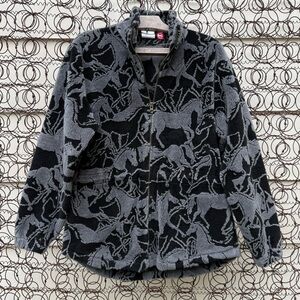 Outback Trading Co Pile Fleece Horses Jacket Black Gray Canada LARGE?